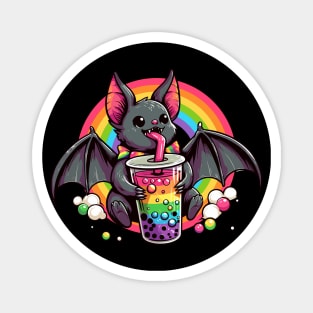 Vampire Bat Drinking Bubble Tea Magnet